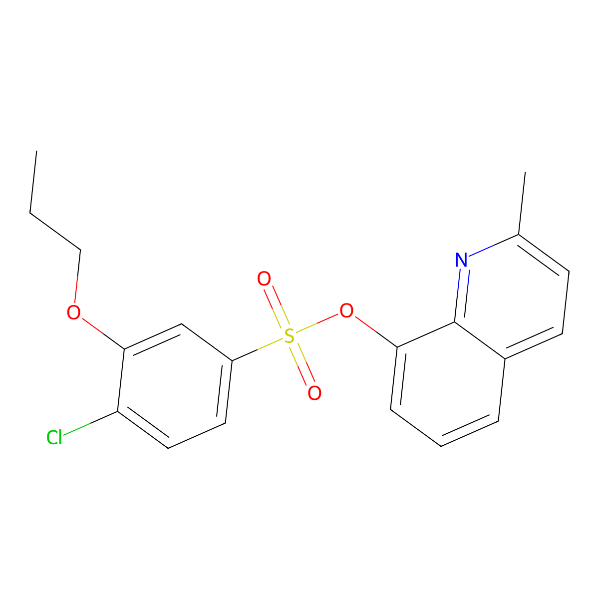 2-Methylquinolin-8-yl 4-chloro-3-propoxybenzene-1-sulfonate molecular structure, CAS 2415465-18-6