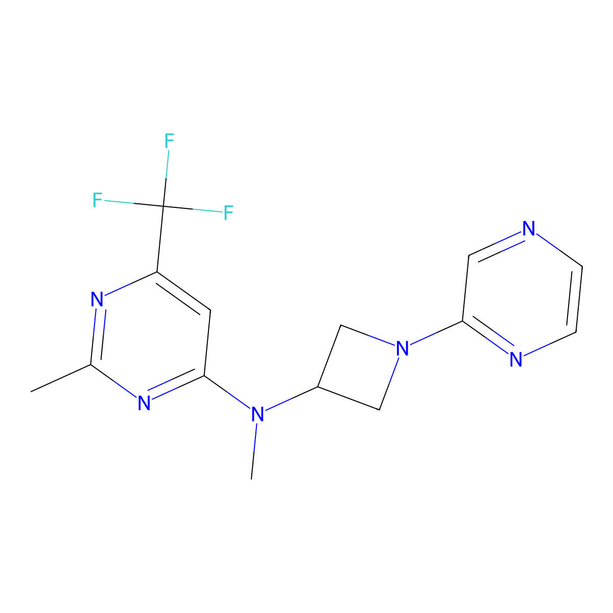N,2-dimethyl-N-[1-(pyrazin-2-yl)azetidin-3-yl]-6-(trifluoromethyl)pyrimidin-4-amine molecular structure, CAS 2415465-19-7