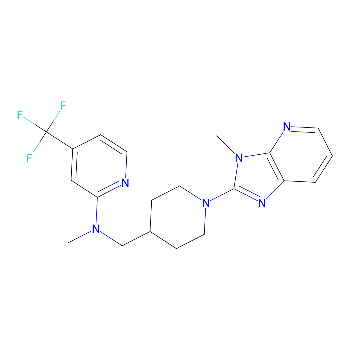 N-methyl-N-[(1-{3-methyl-3H-imidazo[4,5-b]pyridin-2-yl}piperidin-4-yl)methyl]-4-(trifluoromethyl)pyridin-2-amine molecular structure, CAS 2415465-21-1