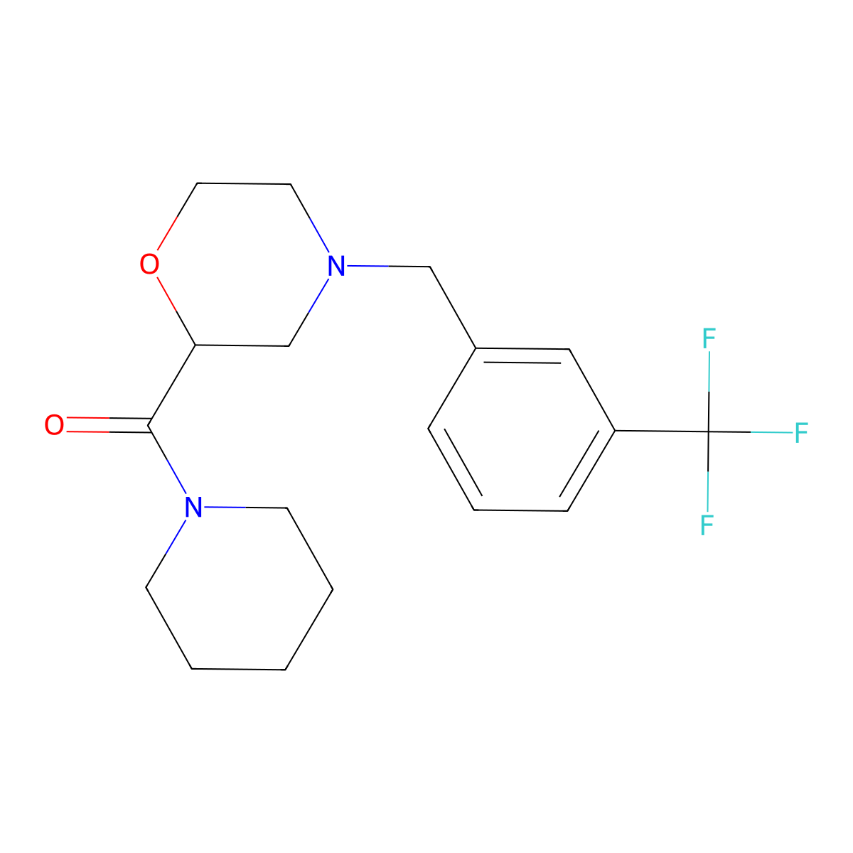 2-(Piperidine-1-carbonyl)-4-{[3-(trifluoromethyl)phenyl]methyl}morpholine molecular structure, CAS 2415465-24-4