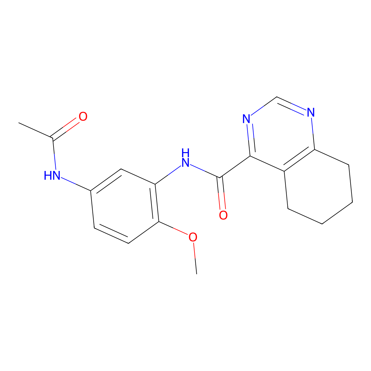 N-(5-Acetamido-2-methoxyphenyl)-5,6,7,8-tetrahydroquinazoline-4-carboxamide molecular structure, CAS 2415465-25-5