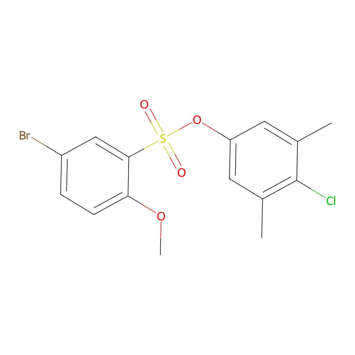 (4-Chloro-3,5-dimethylphenyl) 5-bromo-2-methoxybenzenesulfonate molecular structure, CAS 2415465-29-9
