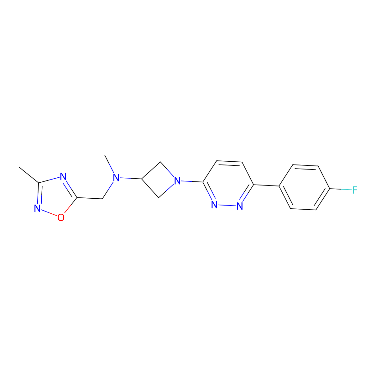 1-[6-(4-Fluorophenyl)pyridazin-3-yl]-N-methyl-N-[(3-methyl-1,2,4-oxadiazol-5-yl)methyl]azetidin-3-amine molecular structure, CAS 2415465-33-5