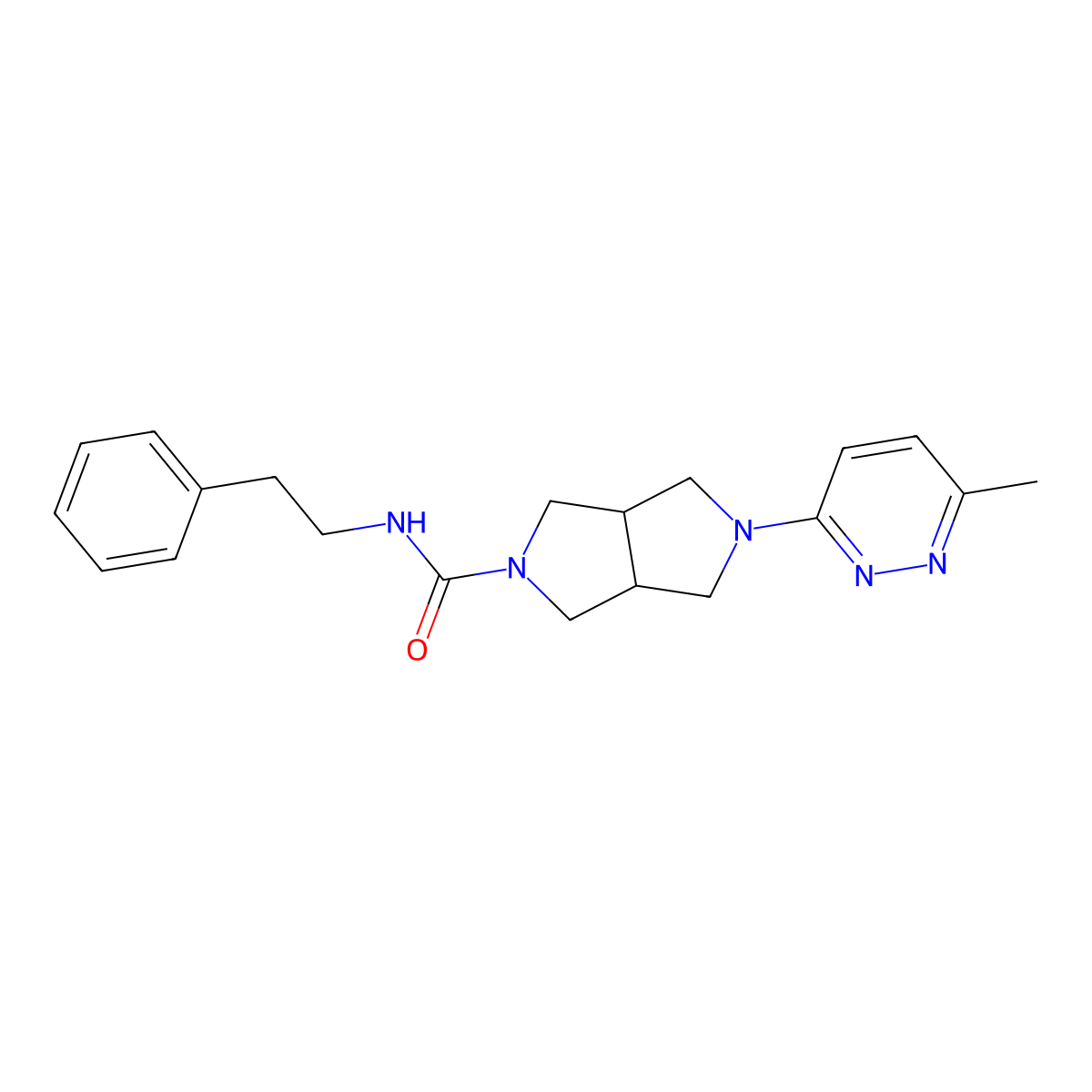 5-(6-methylpyridazin-3-yl)-N-(2-phenylethyl)-octahydropyrrolo[3,4-c]pyrrole-2-carboxamide molecular structure, CAS 2415465-36-8