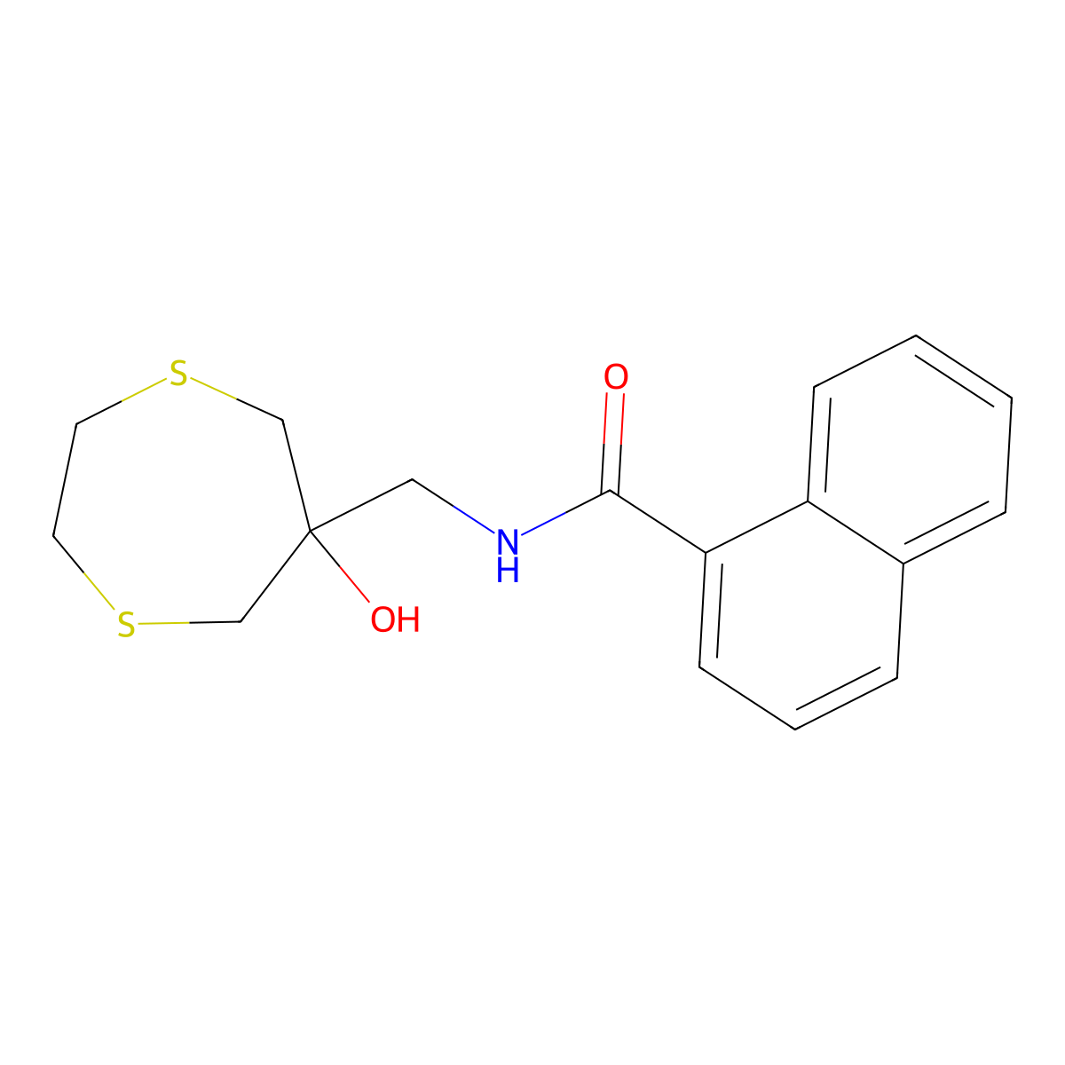 N-[(6-hydroxy-1,4-dithiepan-6-yl)methyl]naphthalene-1-carboxamide molecular structure, CAS 2415465-37-9