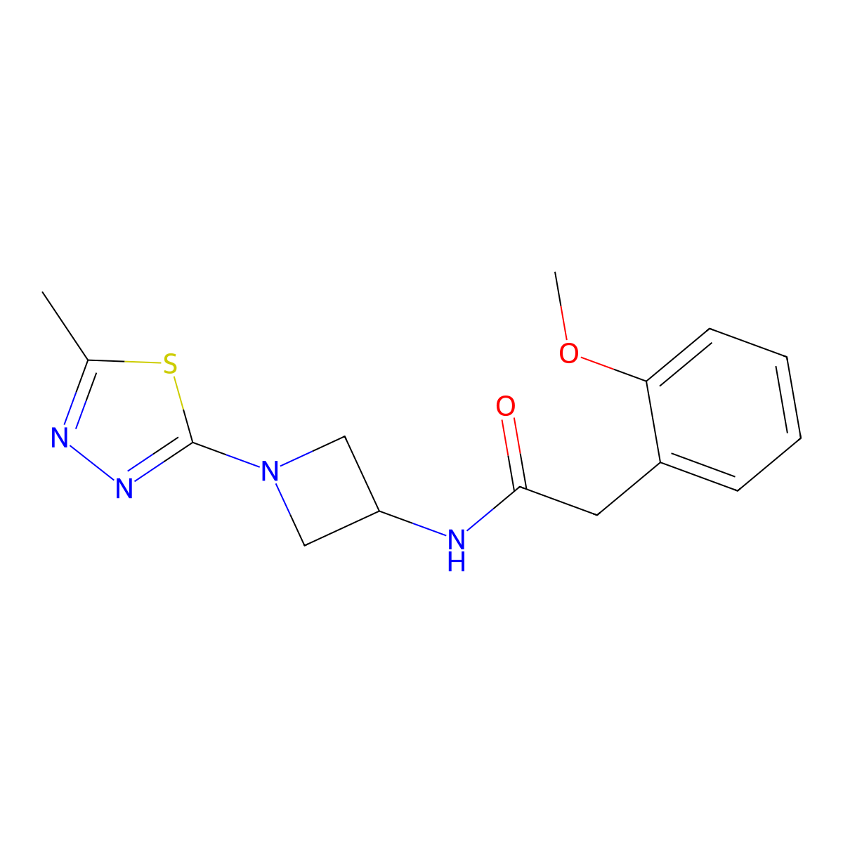 2-(2-methoxyphenyl)-N-[1-(5-methyl-1,3,4-thiadiazol-2-yl)azetidin-3-yl]acetamide molecular structure, CAS 2415465-43-7