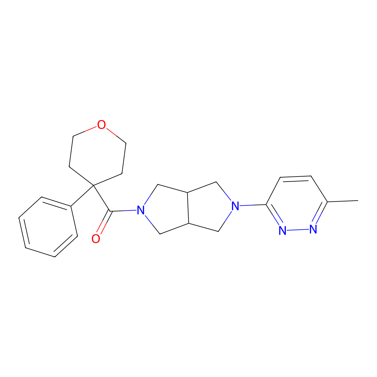 3-Methyl-6-[5-(4-phenyloxane-4-carbonyl)-octahydropyrrolo[3,4-c]pyrrol-2-yl]pyridazine molecular structure, CAS 2415465-45-9