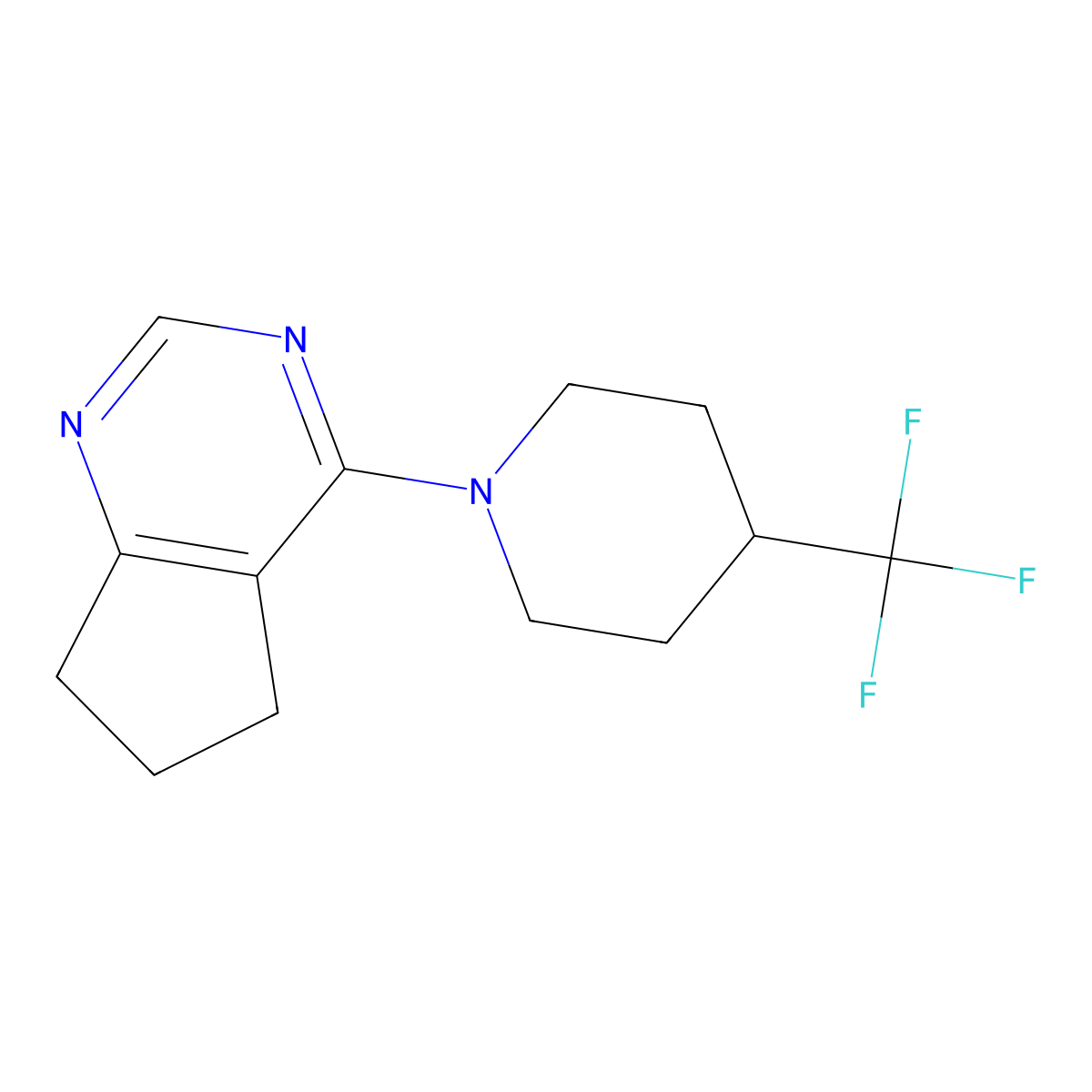 1-{5H,6H,7H-cyclopenta[d]pyrimidin-4-yl}-4-(trifluoromethyl)piperidine molecular structure, CAS 2415465-46-0