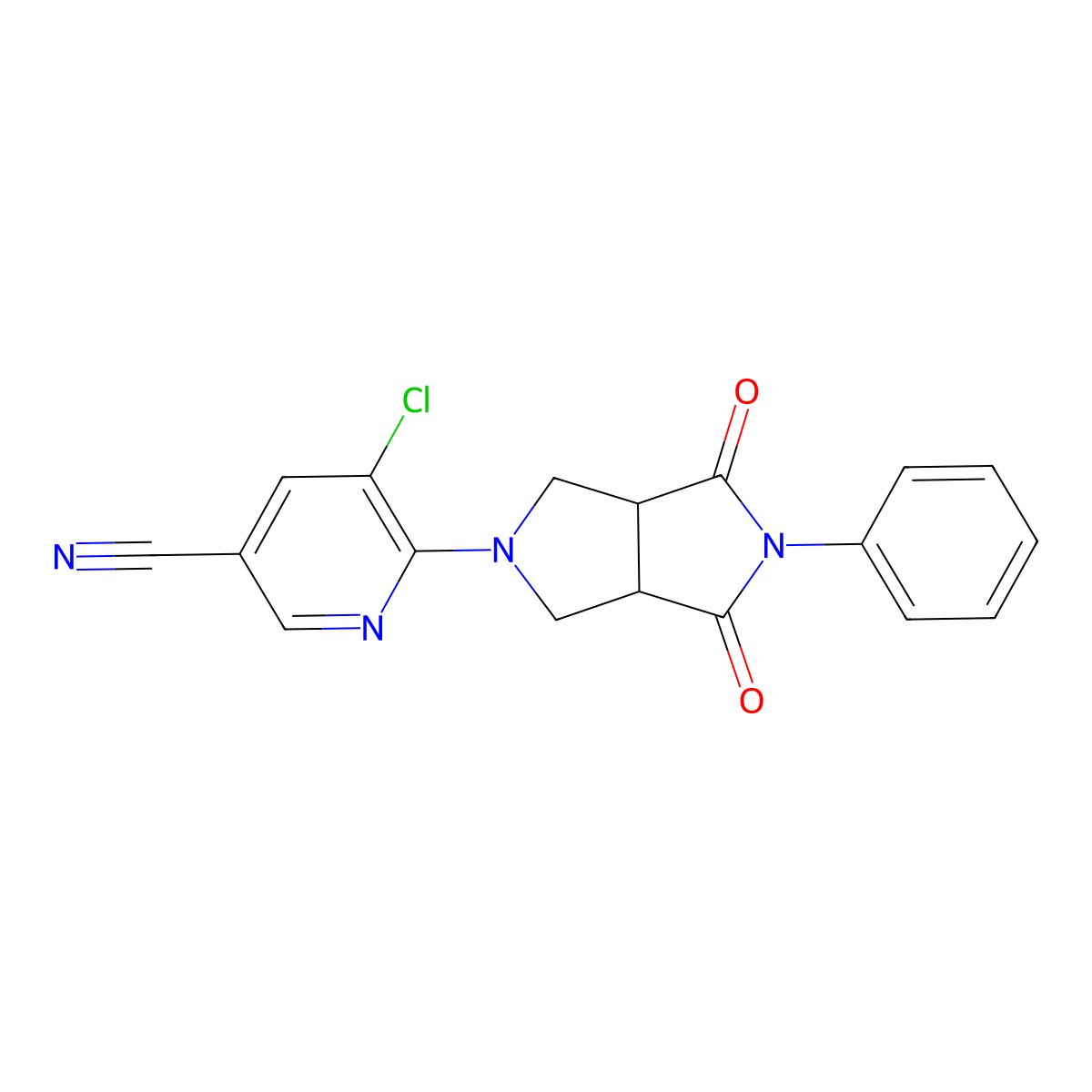 5-Chloro-6-{4,6-dioxo-5-phenyl-octahydropyrrolo[3,4-c]pyrrol-2-yl}pyridine-3-carbonitrile molecular structure, CAS 2415465-58-4