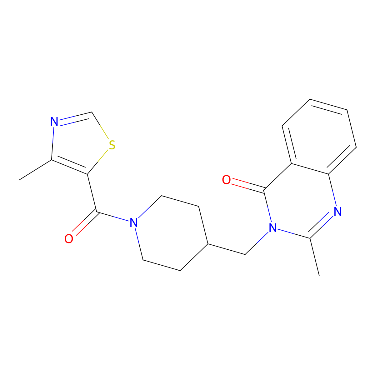 2-Methyl-3-{[1-(4-methyl-1,3-thiazole-5-carbonyl)piperidin-4-yl]methyl}-3,4-dihydroquinazolin-4-one molecular structure, CAS 2415465-61-9