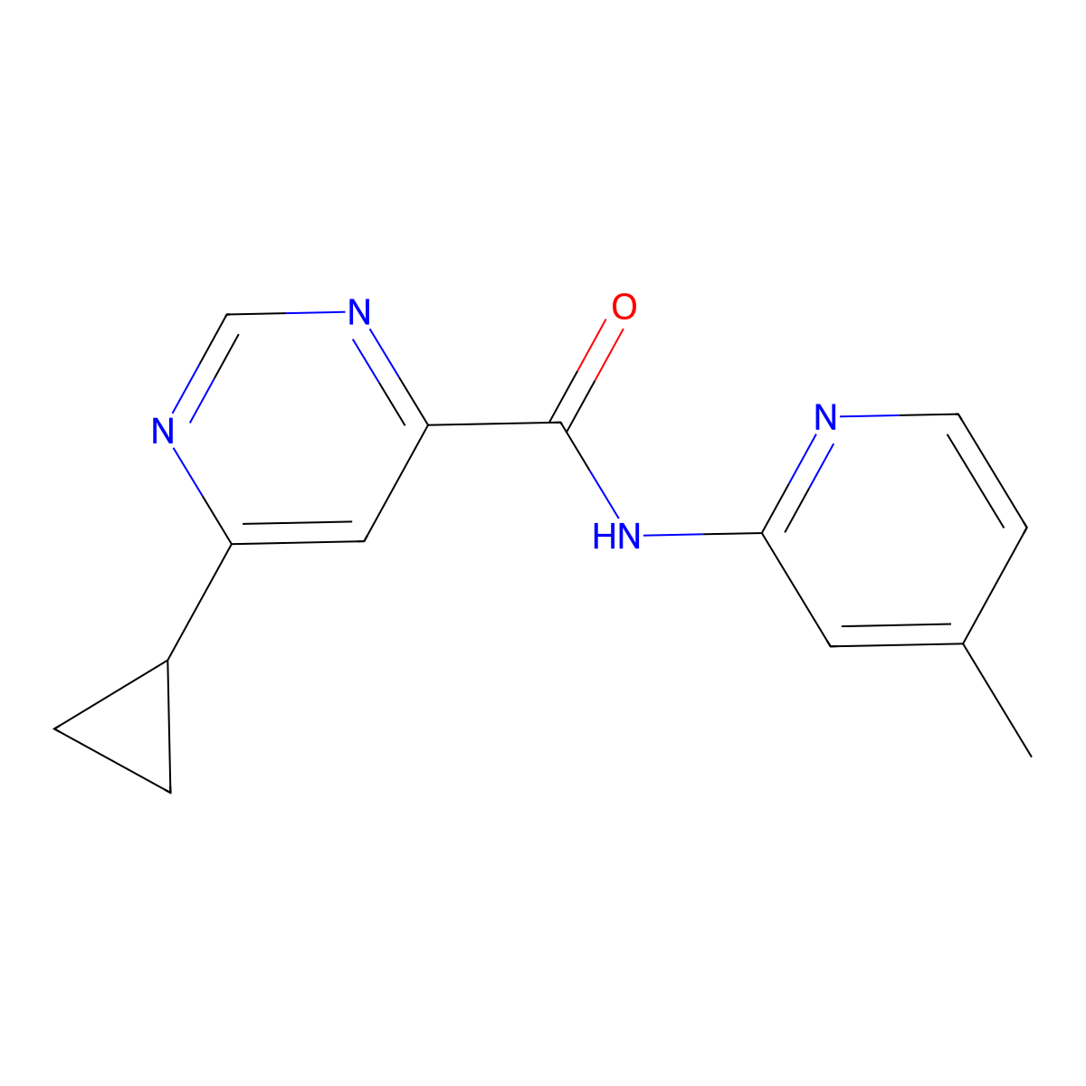 6-Cyclopropyl-N-(4-methylpyridin-2-yl)pyrimidine-4-carboxamide molecular structure, CAS 2415465-66-4