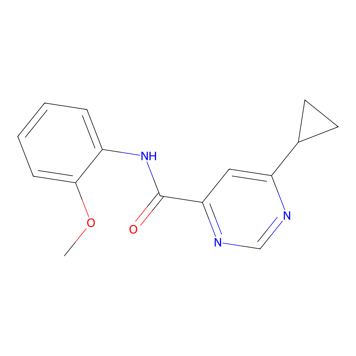 6-Cyclopropyl-N-(2-methoxyphenyl)pyrimidine-4-carboxamide molecular structure, CAS 2415465-70-0