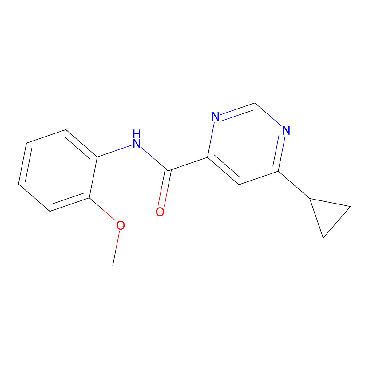 6-Cyclopropyl-N-(2-methoxyphenyl)pyrimidine-4-carboxamide molecular structure, CAS 2415465-70-0
