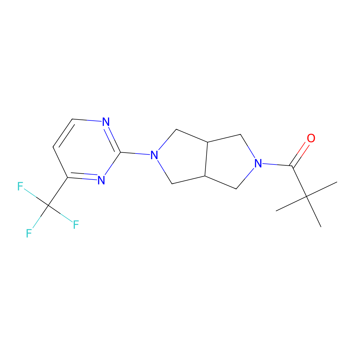 2,2-Dimethyl-1-{5-[4-(trifluoromethyl)pyrimidin-2-yl]-octahydropyrrolo[3,4-c]pyrrol-2-yl}propan-1-one molecular structure, CAS 2415465-81-3