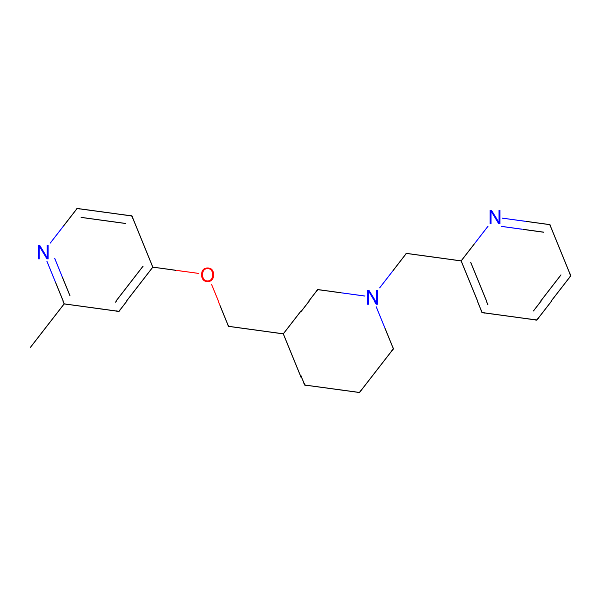 2-Methyl-4-({1-[(pyridin-2-yl)methyl]piperidin-3-yl}methoxy)pyridine molecular structure, CAS 2415465-92-6