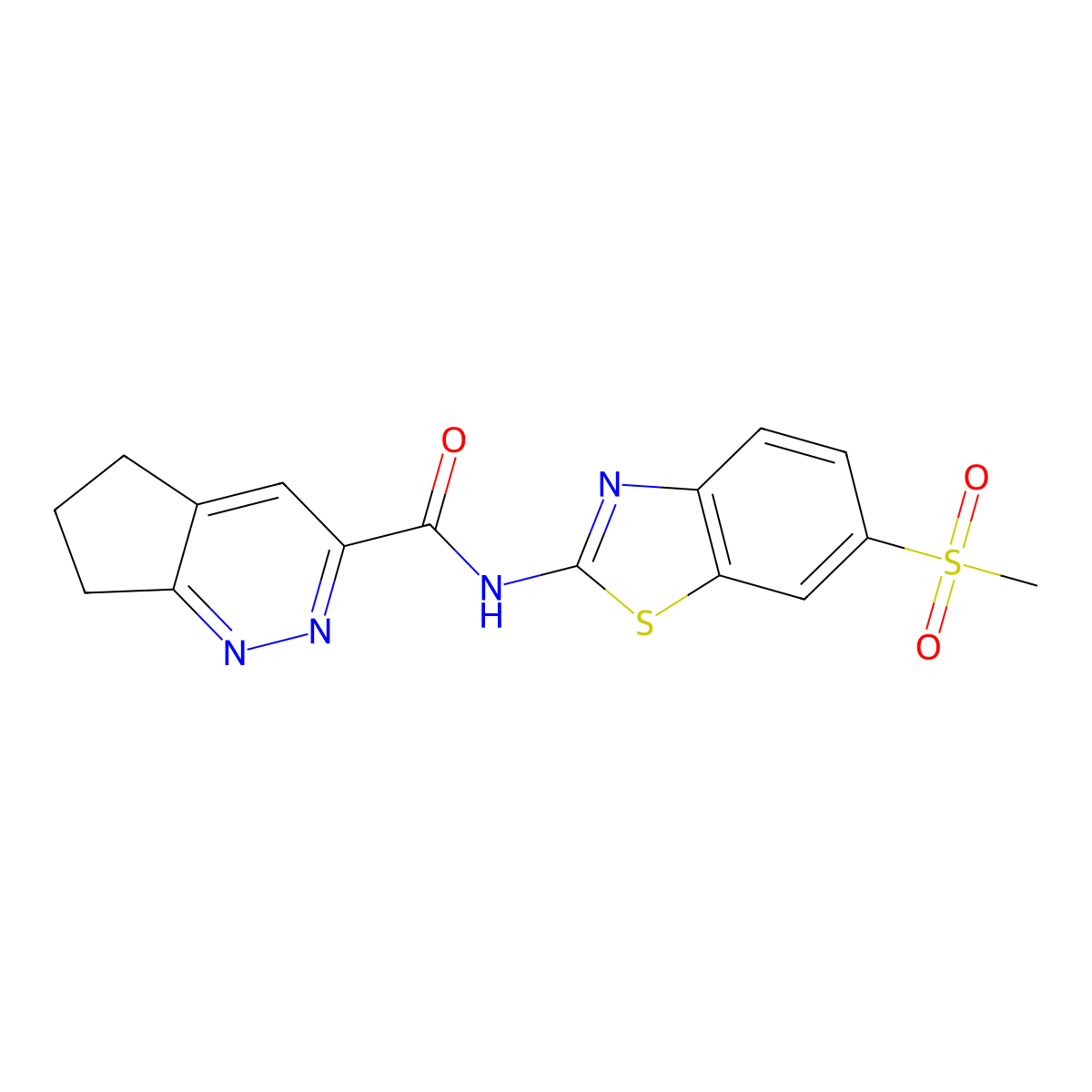 N-(6-methanesulfonyl-1,3-benzothiazol-2-yl)-5H,6H,7H-cyclopenta[c]pyridazine-3-carboxamide molecular structure, CAS 2415465-93-7