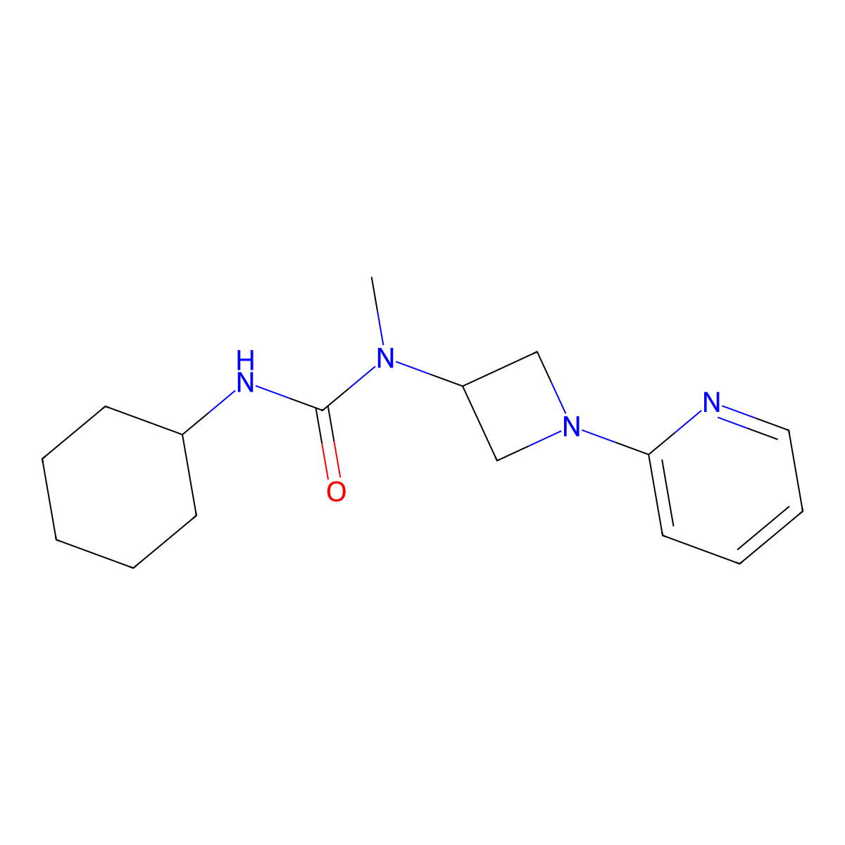 1-Cyclohexyl-3-methyl-3-[1-(pyridin-2-yl)azetidin-3-yl]urea molecular structure, CAS 2415465-95-9