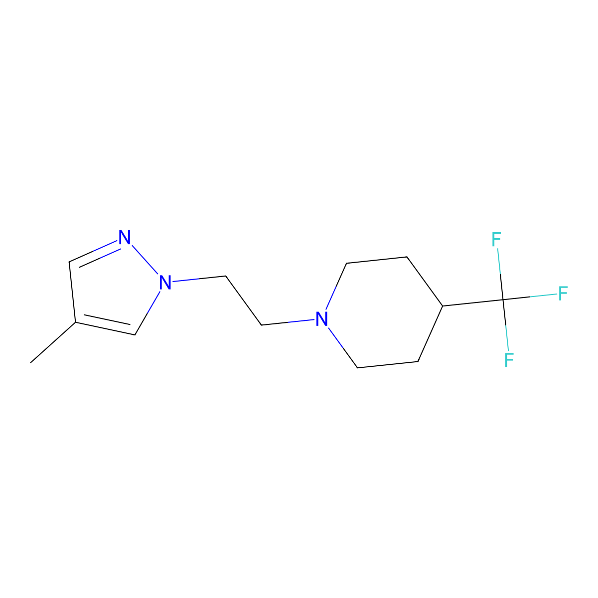 1-[2-(4-methyl-1H-pyrazol-1-yl)ethyl]-4-(trifluoromethyl)piperidine molecular structure, CAS 2415465-96-0
