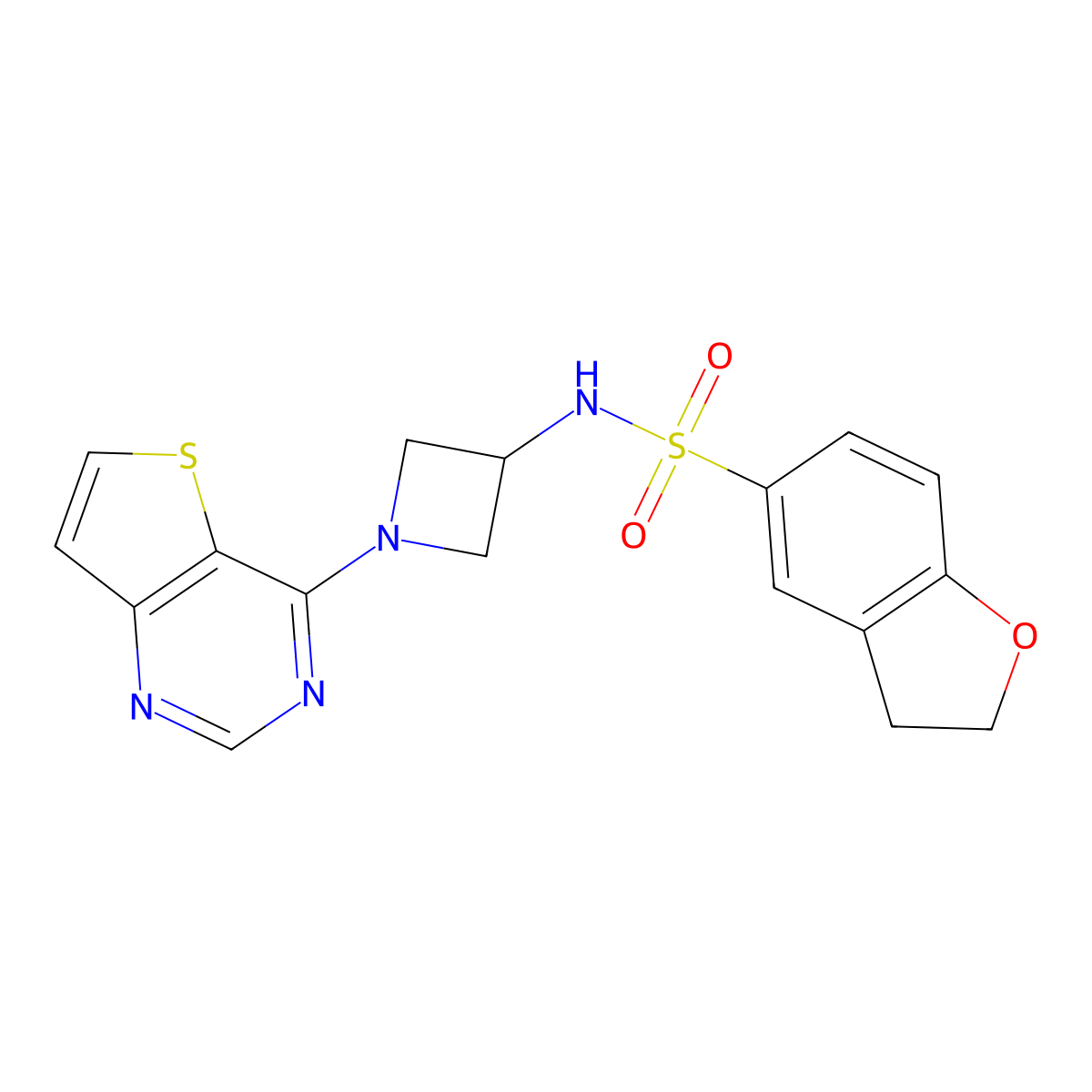 N-(1-{thieno[3,2-d]pyrimidin-4-yl}azetidin-3-yl)-2,3-dihydro-1-benzofuran-5-sulfonamide molecular structure, CAS 2415465-97-1