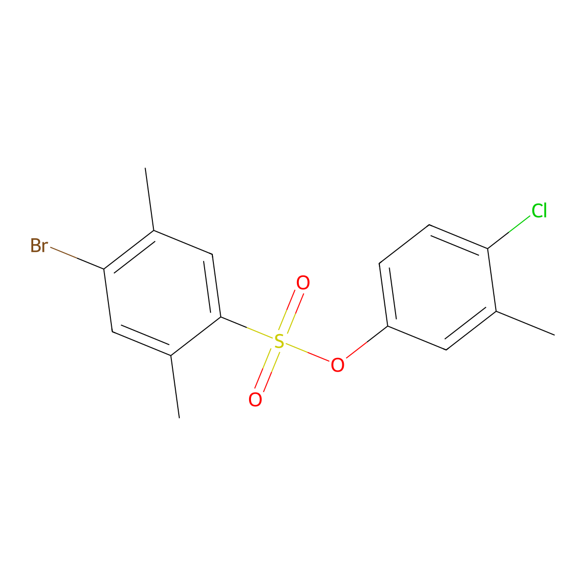 4-Chloro-3-methylphenyl 4-bromo-2,5-dimethylbenzene-1-sulfonate molecular structure, CAS 2415466-08-7