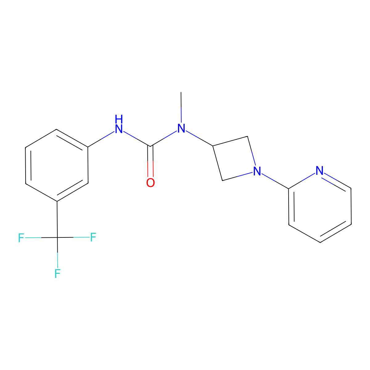 3-Methyl-3-[1-(pyridin-2-yl)azetidin-3-yl]-1-[3-(trifluoromethyl)phenyl]urea molecular structure, CAS 2415466-16-7