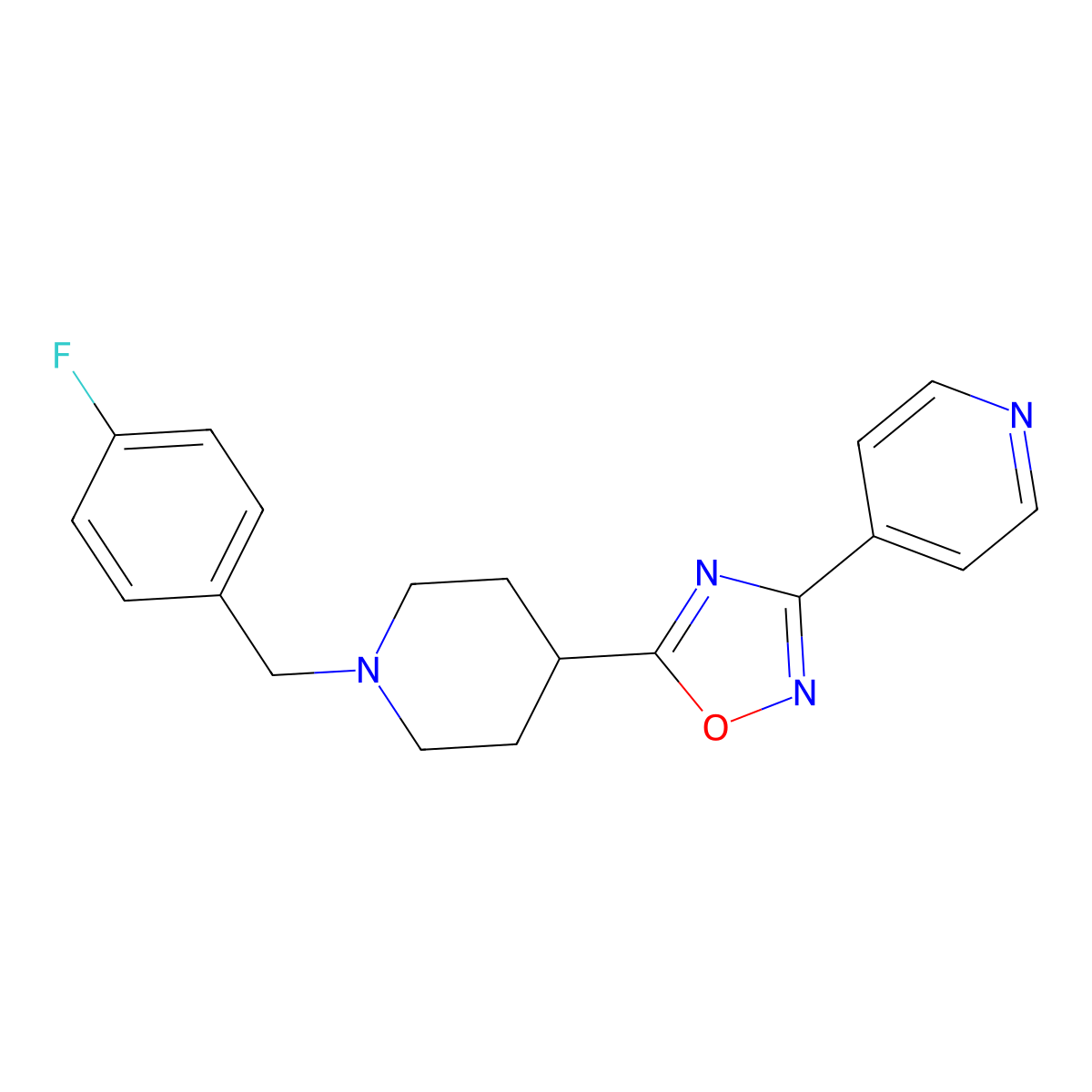 4-(5-{1-[(4-Fluorophenyl)methyl]piperidin-4-yl}-1,2,4-oxadiazol-3-yl)pyridine molecular structure, CAS 2415466-18-9