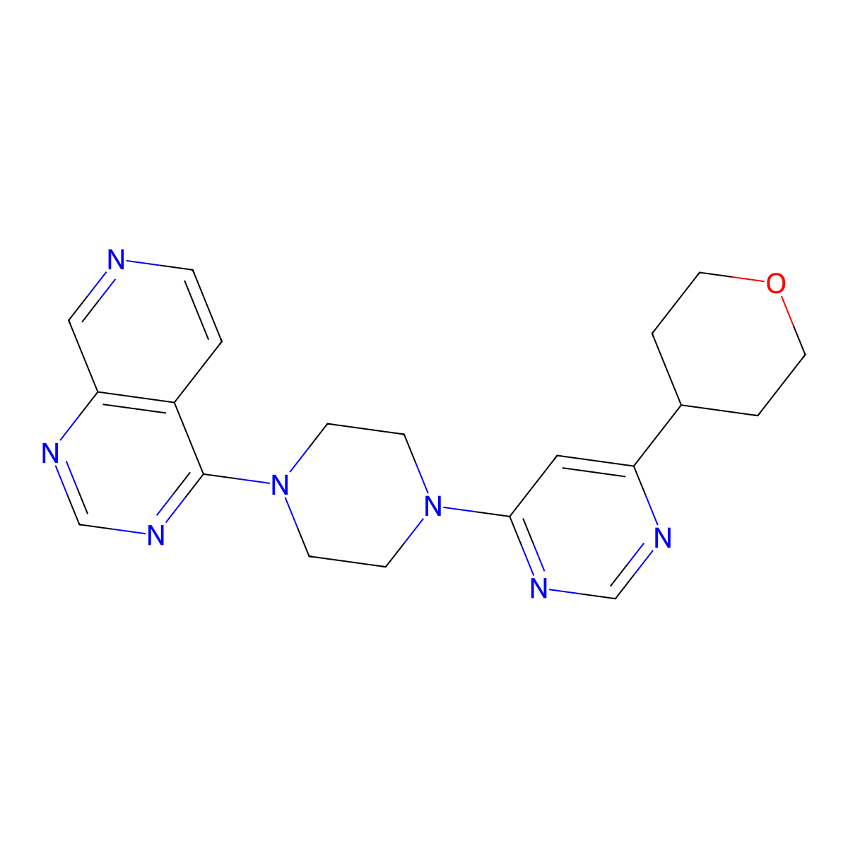 4-(Oxan-4-yl)-6-(4-{pyrido[3,4-d]pyrimidin-4-yl}piperazin-1-yl)pyrimidine molecular structure, CAS 2415466-20-3
