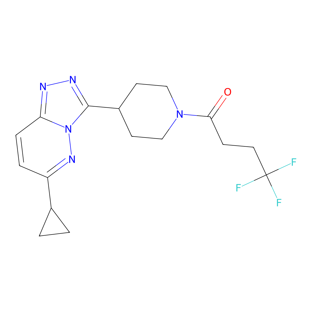 1-(4-{6-Cyclopropyl-[1,2,4]triazolo[4,3-b]pyridazin-3-yl}piperidin-1-yl)-4,4,4-trifluorobutan-1-one molecular structure, CAS 2415466-30-5