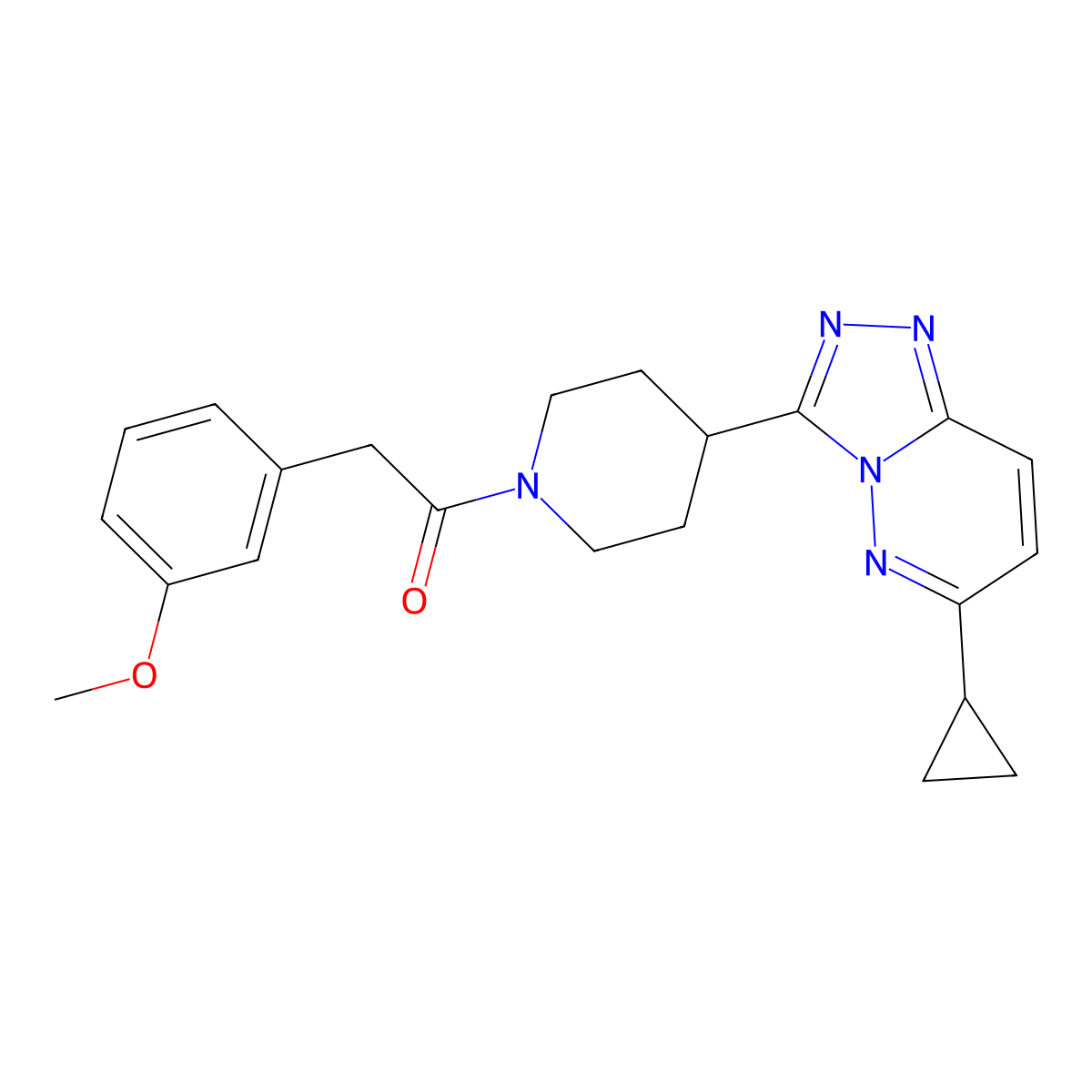 1-(4-{6-Cyclopropyl-[1,2,4]triazolo[4,3-b]pyridazin-3-yl}piperidin-1-yl)-2-(3-methoxyphenyl)ethan-1-one molecular structure, CAS 2415466-34-9