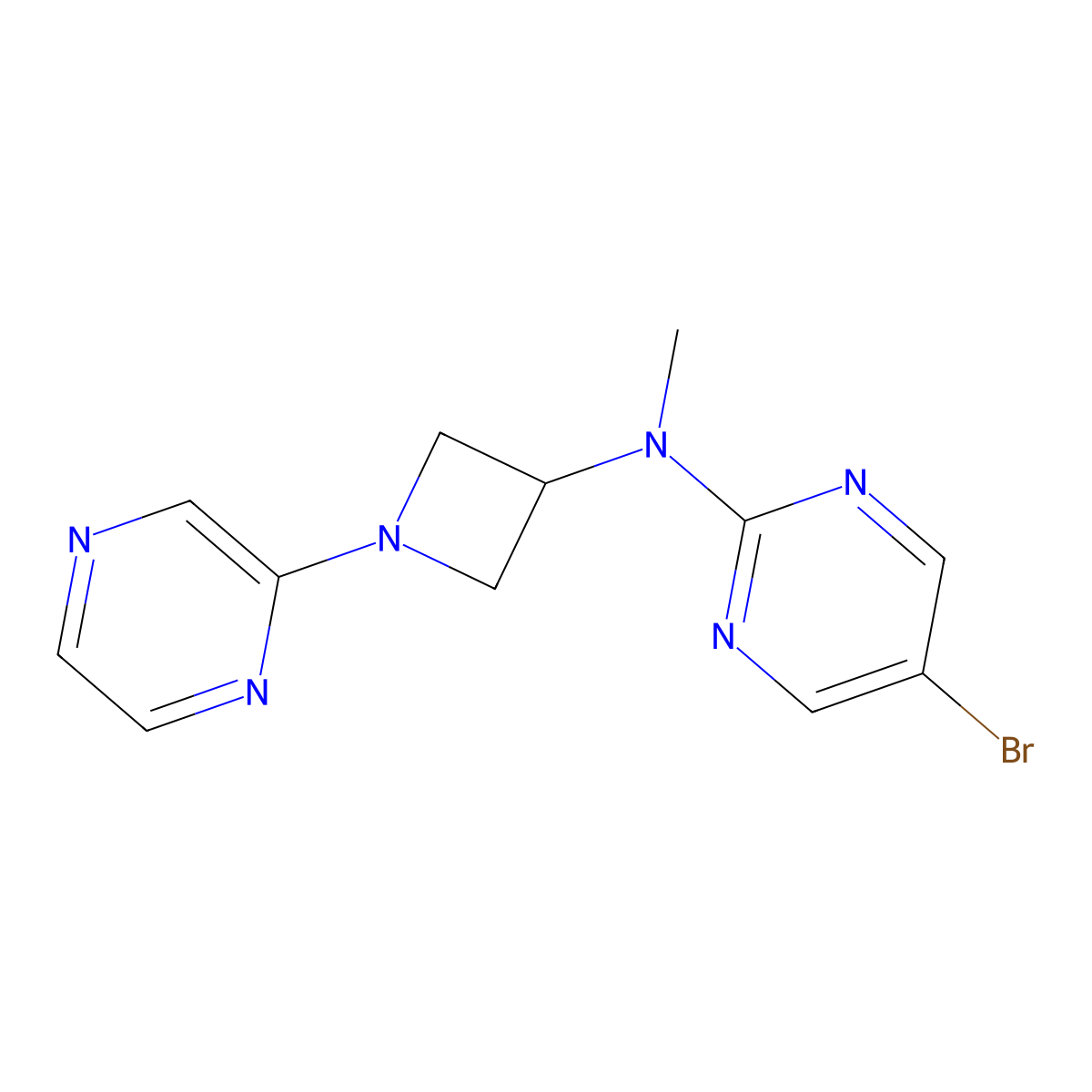 5-bromo-N-methyl-N-[1-(pyrazin-2-yl)azetidin-3-yl]pyrimidin-2-amine molecular structure, CAS 2415466-35-0