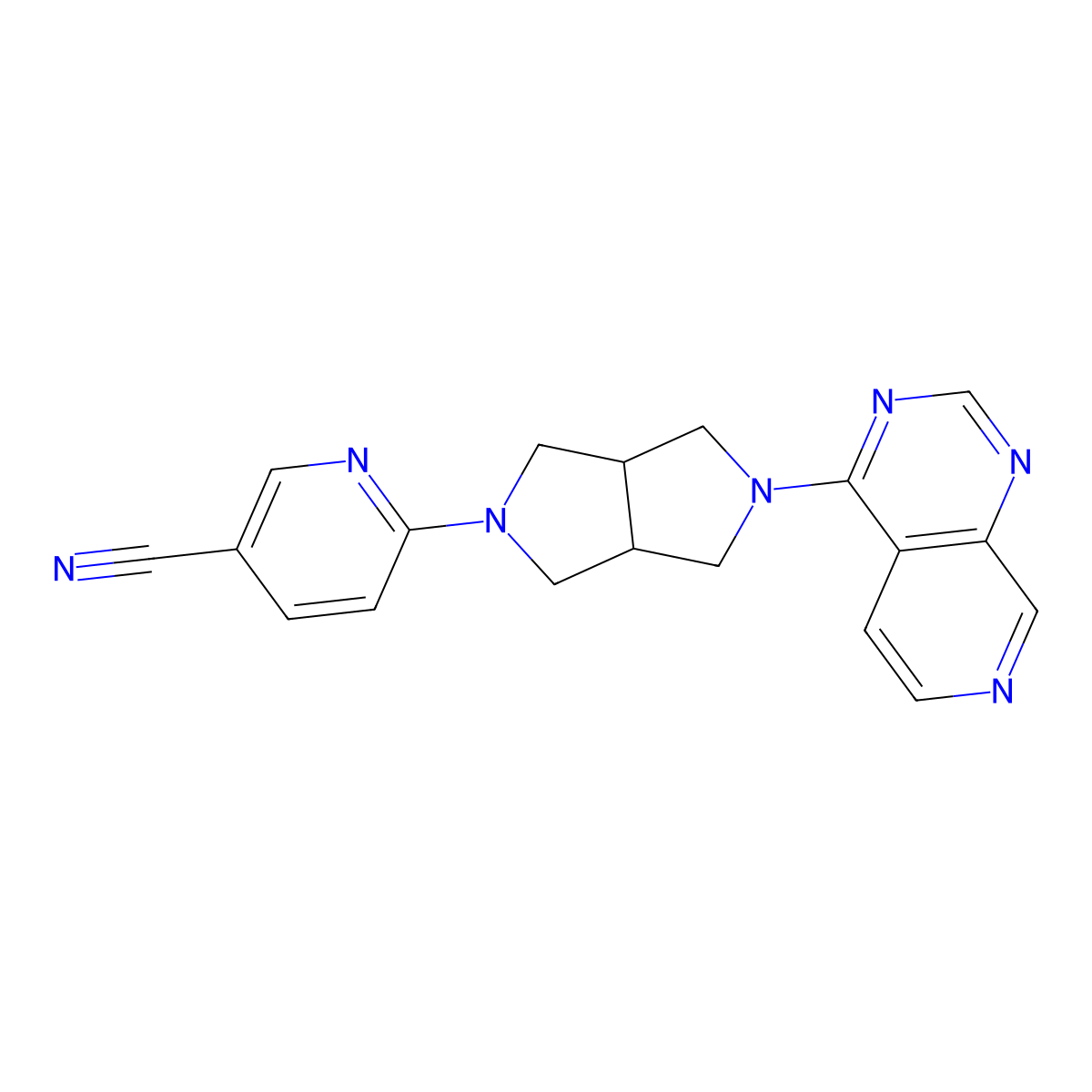 6-(5-{Pyrido[3,4-d]pyrimidin-4-yl}-octahydropyrrolo[3,4-c]pyrrol-2-yl)pyridine-3-carbonitrile molecular structure, CAS 2415466-36-1