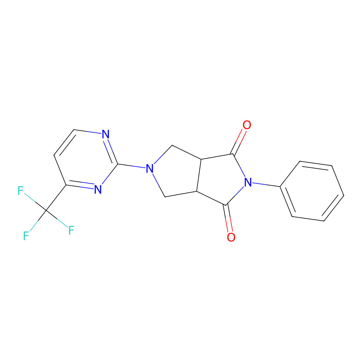 2-Phenyl-5-[4-(trifluoromethyl)pyrimidin-2-yl]-octahydropyrrolo[3,4-c]pyrrole-1,3-dione molecular structure, CAS 2415466-39-4
