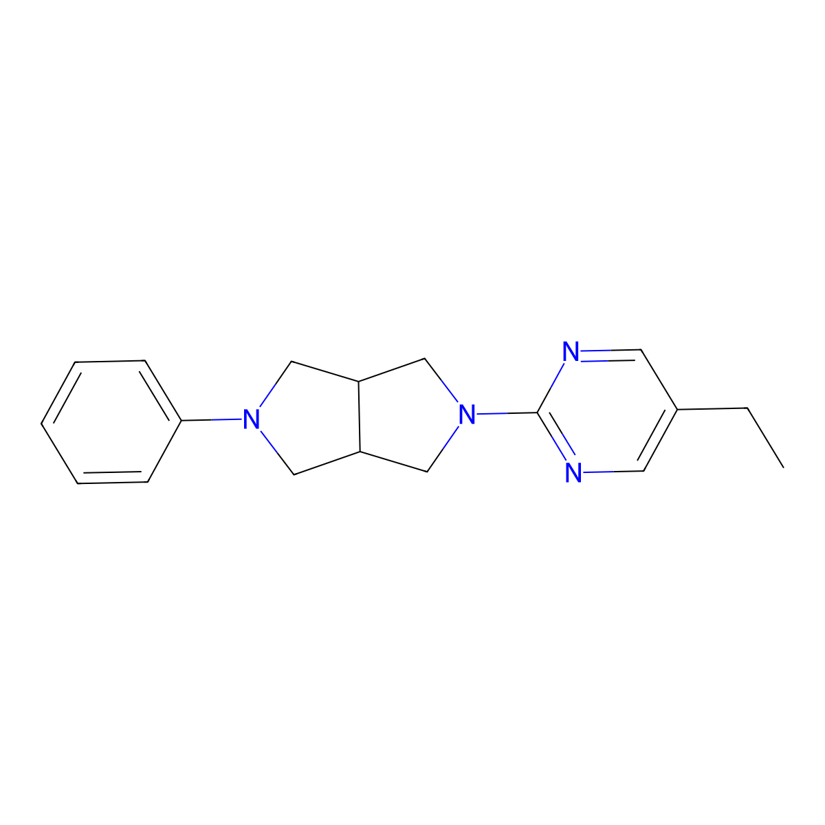 5-Ethyl-2-{5-phenyl-octahydropyrrolo[3,4-c]pyrrol-2-yl}pyrimidine molecular structure, CAS 2415466-42-9