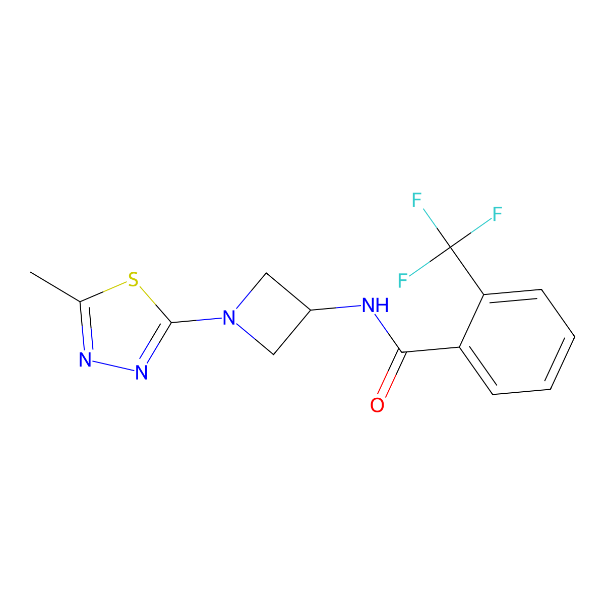 N-[1-(5-Methyl-1,3,4-thiadiazol-2-yl)azetidin-3-yl]-2-(trifluoromethyl)benzamide molecular structure, CAS 2415466-44-1