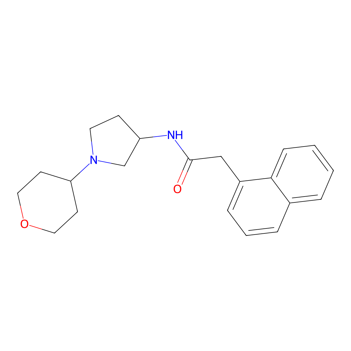 2-(naphthalen-1-yl)-N-[1-(oxan-4-yl)pyrrolidin-3-yl]acetamide molecular structure, CAS 2415466-64-5