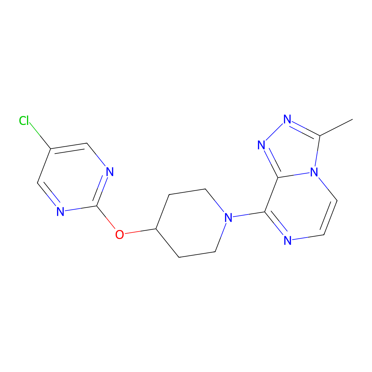 5-Chloro-2-[(1-{3-methyl-[1,2,4]triazolo[4,3-a]pyrazin-8-yl}piperidin-4-yl)oxy]pyrimidine molecular structure, CAS 2415466-70-3