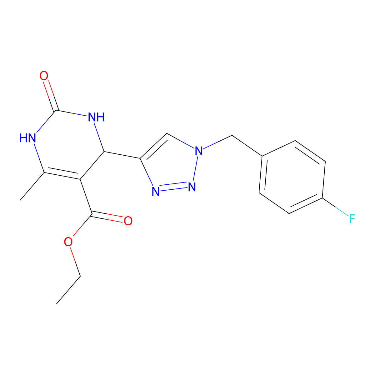 ethyl 4-{1-[(4-fluorophenyl)methyl]-1H-1,2,3-triazol-4-yl}-6-methyl-2-oxo-1,2,3,4-tetrahydropyrimidine-5-carboxylate molecular structure, CAS 2415466-71-4
