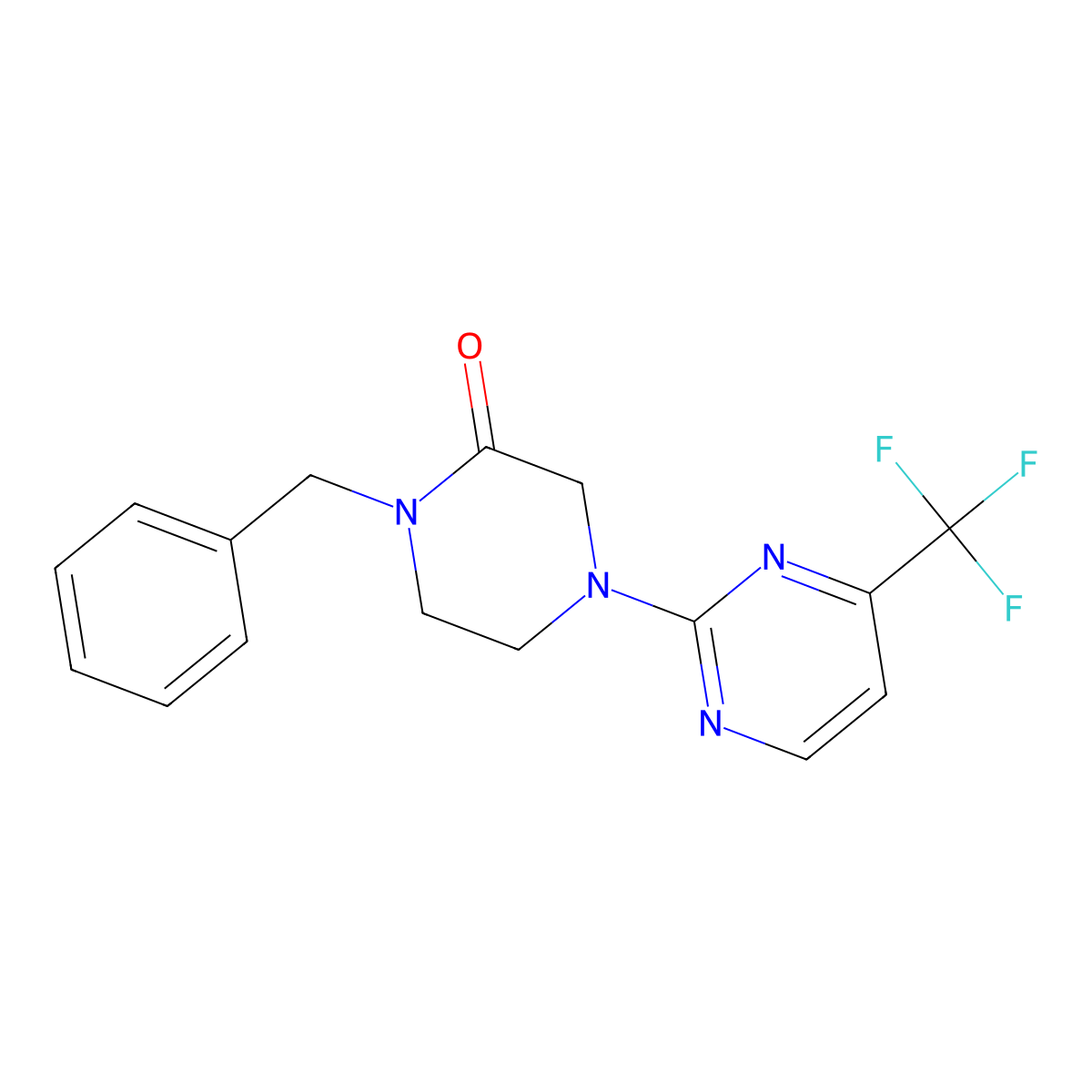 1-Benzyl-4-[4-(trifluoromethyl)pyrimidin-2-yl]piperazin-2-one molecular structure, CAS 2415468-25-4