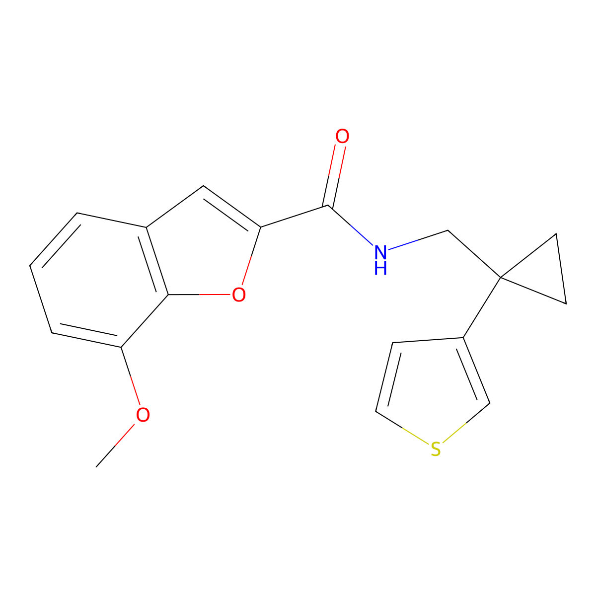 7-methoxy-N-{[1-(thiophen-3-yl)cyclopropyl]methyl}-1-benzofuran-2-carboxamide molecular structure, CAS 2415468-26-5