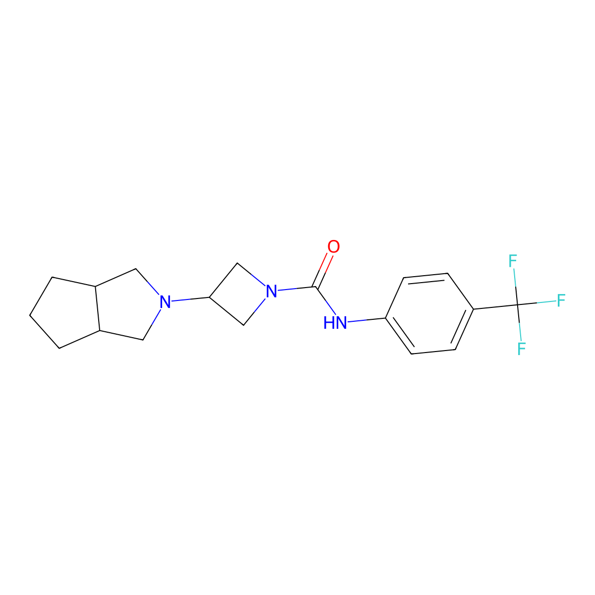 3-{octahydrocyclopenta[c]pyrrol-2-yl}-N-[4-(trifluoromethyl)phenyl]azetidine-1-carboxamide molecular structure, CAS 2415468-33-4