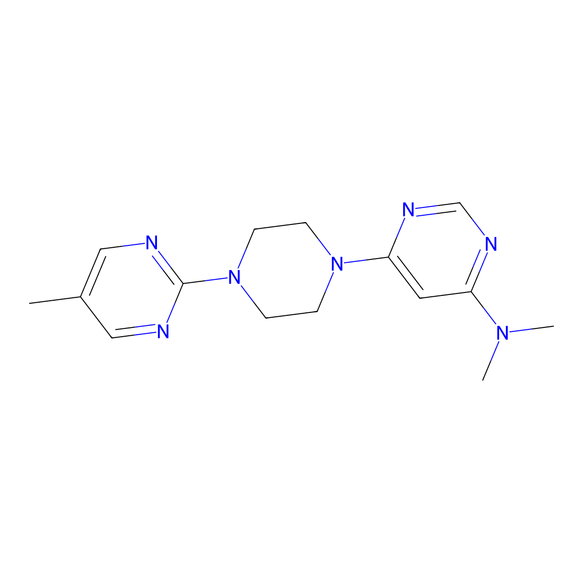N,N-Dimethyl-6-[4-(5-methylpyrimidin-2-yl)piperazin-1-yl]pyrimidin-4-amine molecular structure, CAS 2415468-35-6