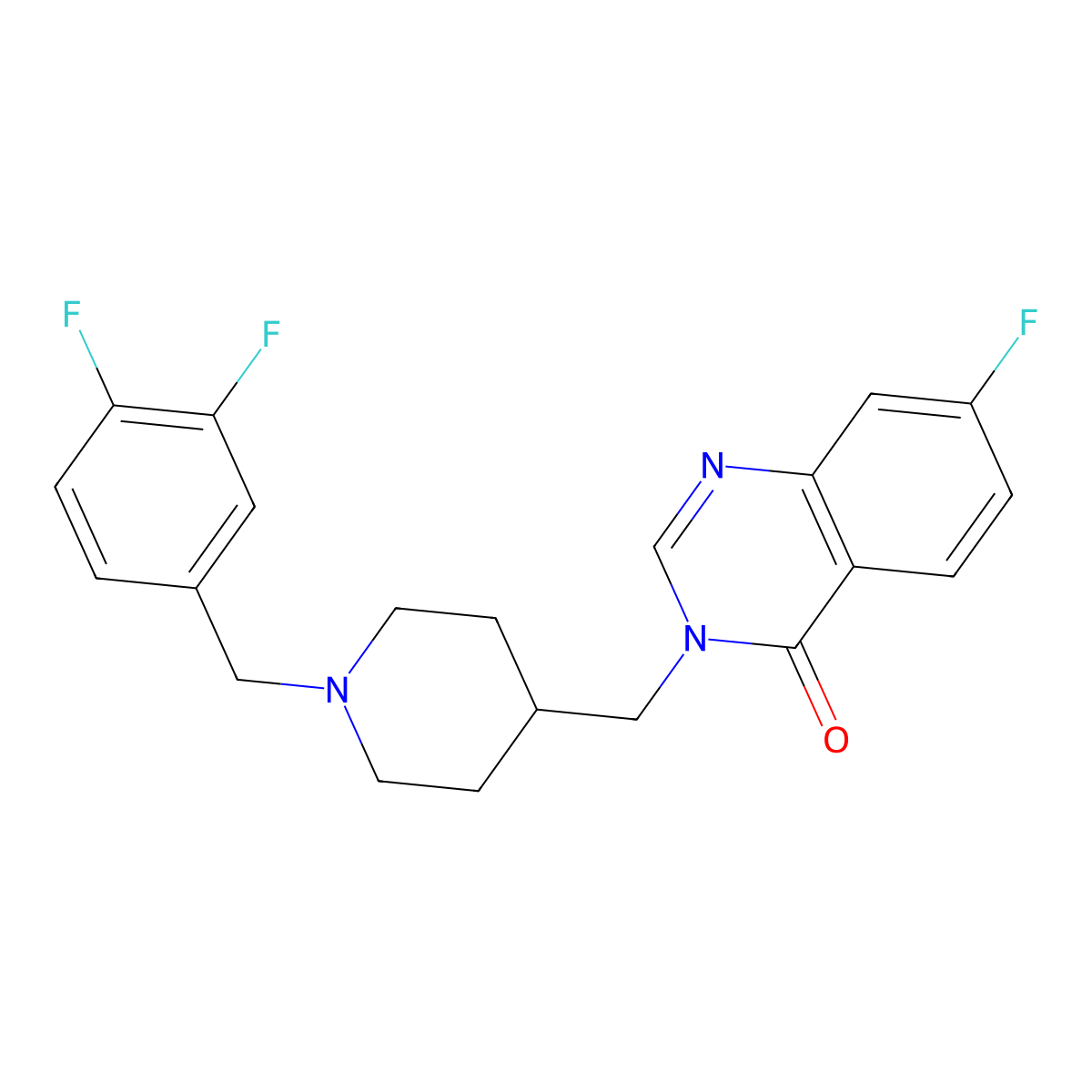 3-({1-[(3,4-Difluorophenyl)methyl]piperidin-4-yl}methyl)-7-fluoro-3,4-dihydroquinazolin-4-one molecular structure, CAS 2415468-36-7