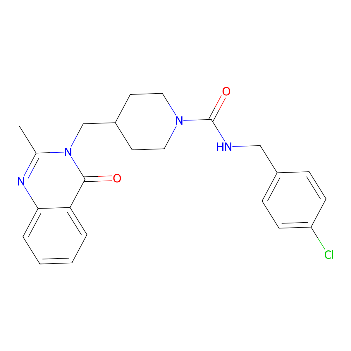 N-[(4-chlorophenyl)methyl]-4-[(2-methyl-4-oxo-3,4-dihydroquinazolin-3-yl)methyl]piperidine-1-carboxamide molecular structure, CAS 2415468-39-0
