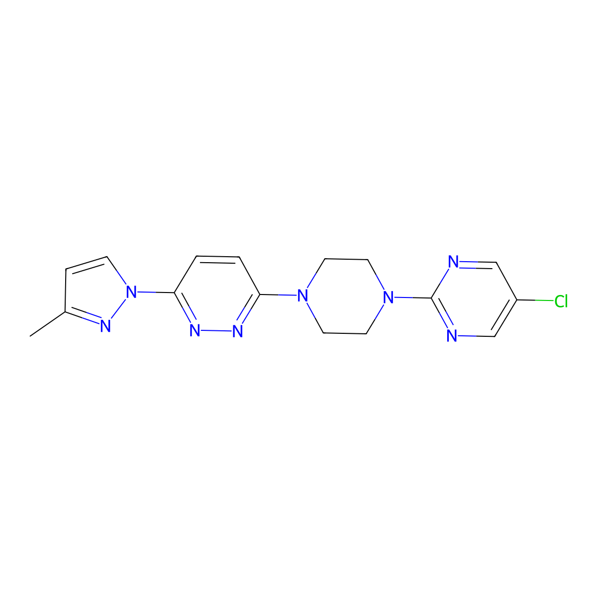 3-[4-(5-chloropyrimidin-2-yl)piperazin-1-yl]-6-(3-methyl-1H-pyrazol-1-yl)pyridazine molecular structure, CAS 2415468-45-8