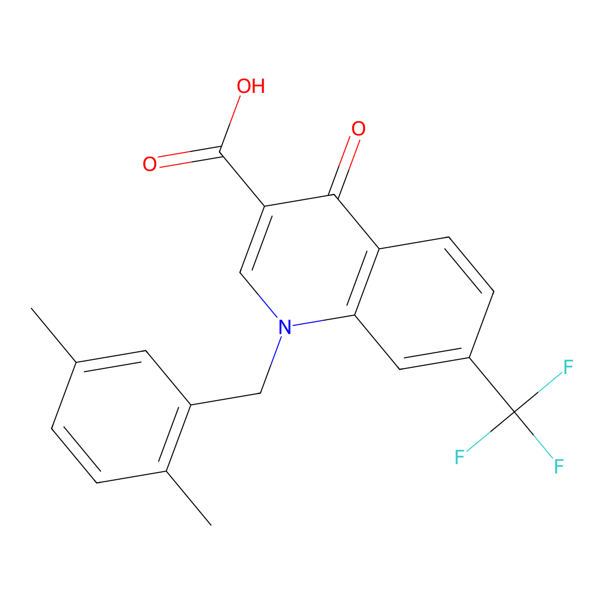 1-[(2,5-Dimethylphenyl)methyl]-4-oxo-7-(trifluoromethyl)-1,4-dihydroquinoline-3-carboxylic acid molecular structure, CAS 2415468-46-9