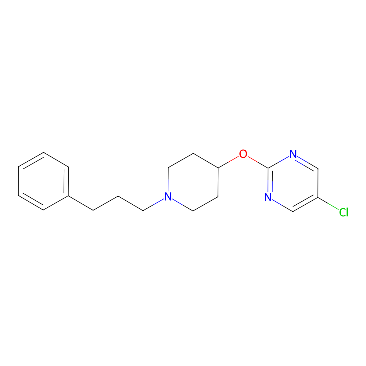 5-Chloro-2-{[1-(3-phenylpropyl)piperidin-4-yl]oxy}pyrimidine molecular structure, CAS 2415468-49-2