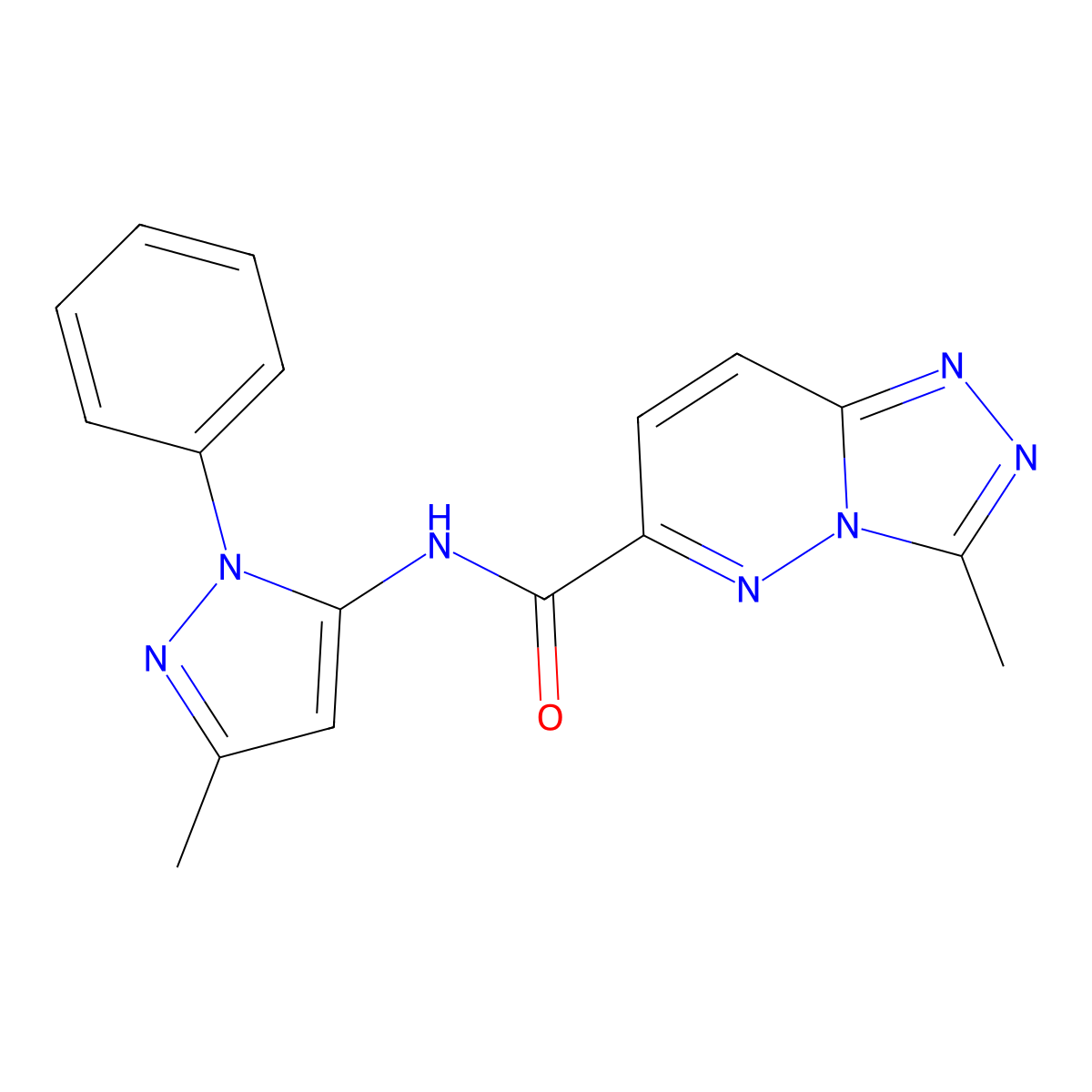 3-methyl-N-(3-methyl-1-phenyl-1H-pyrazol-5-yl)-[1,2,4]triazolo[4,3-b]pyridazine-6-carboxamide molecular structure, CAS 2415468-59-4