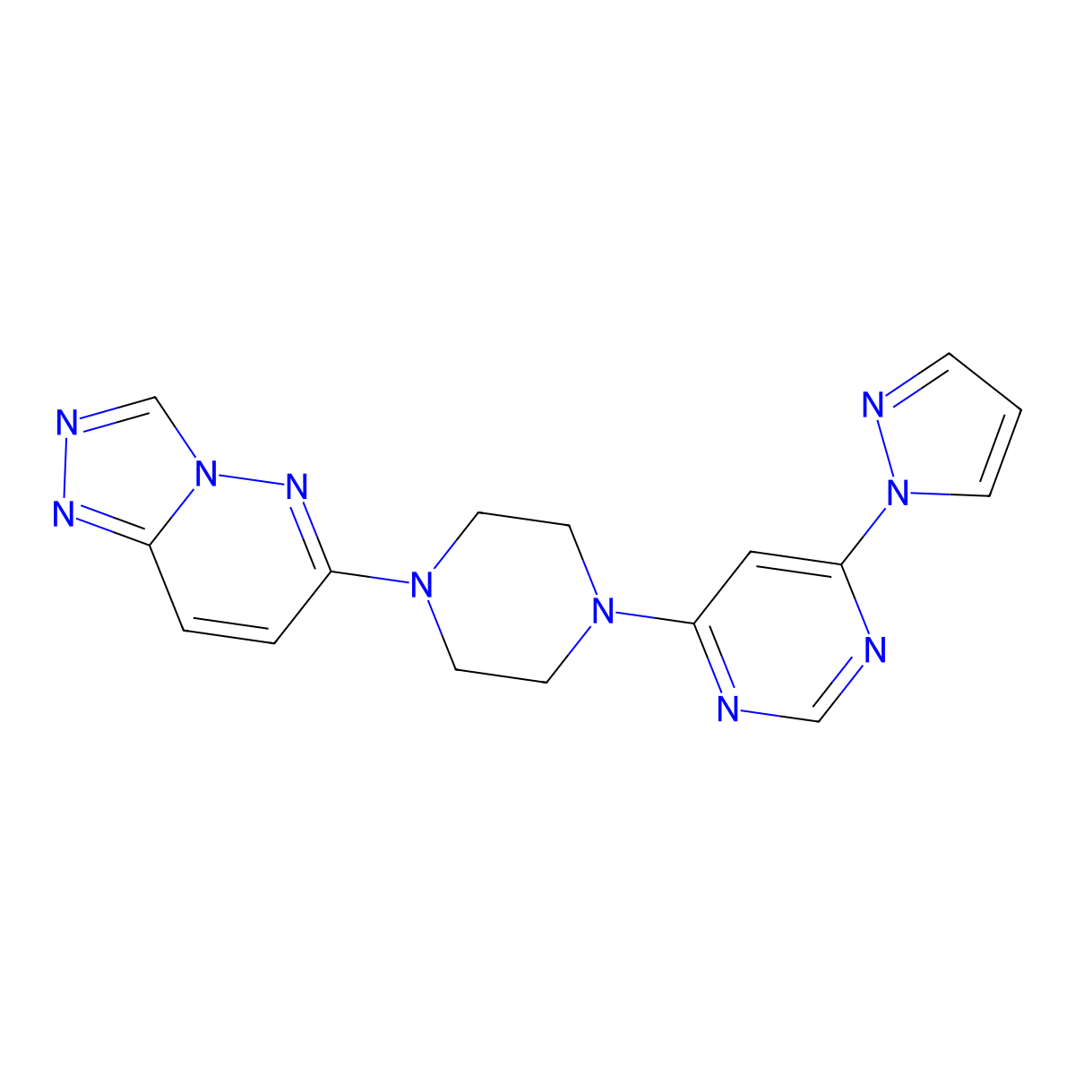 4-(1H-pyrazol-1-yl)-6-(4-{[1,2,4]triazolo[4,3-b]pyridazin-6-yl}piperazin-1-yl)pyrimidine molecular structure, CAS 2415468-62-9