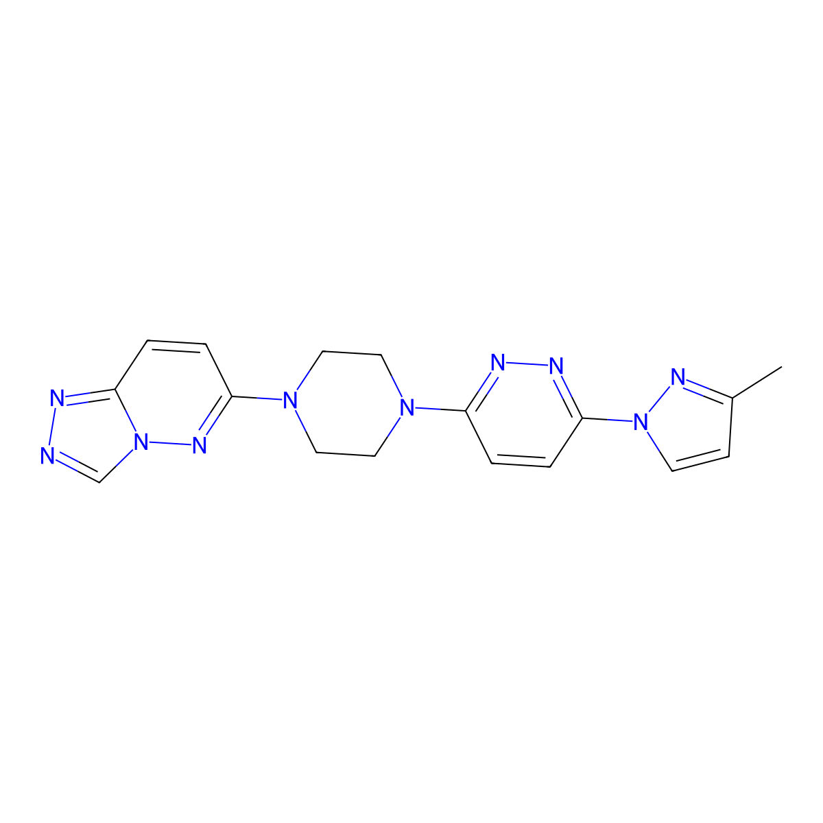 3-(3-methyl-1H-pyrazol-1-yl)-6-(4-{[1,2,4]triazolo[4,3-b]pyridazin-6-yl}piperazin-1-yl)pyridazine molecular structure, CAS 2415468-67-4
