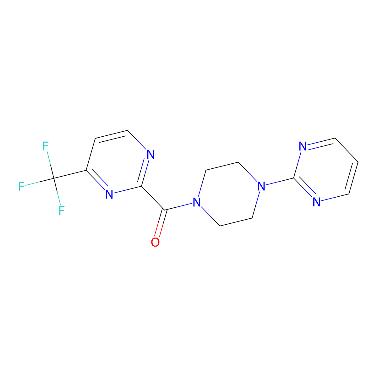 2-[4-(Pyrimidin-2-yl)piperazine-1-carbonyl]-4-(trifluoromethyl)pyrimidine molecular structure, CAS 2415468-69-6